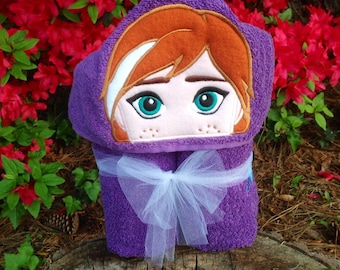 Personalized Non 3D Anna Inspired Hooded Towel/ Frozen Towel/ Disney Towel