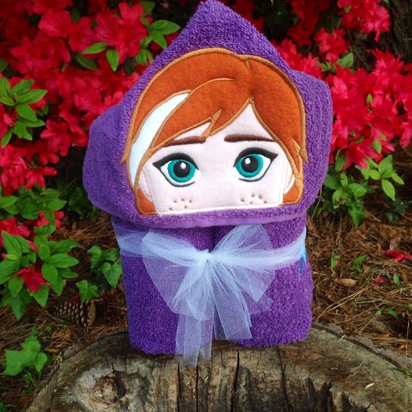 Personalized Non 3D Anna Inspired Hooded Towel/ Frozen Towel/ Disney Towel