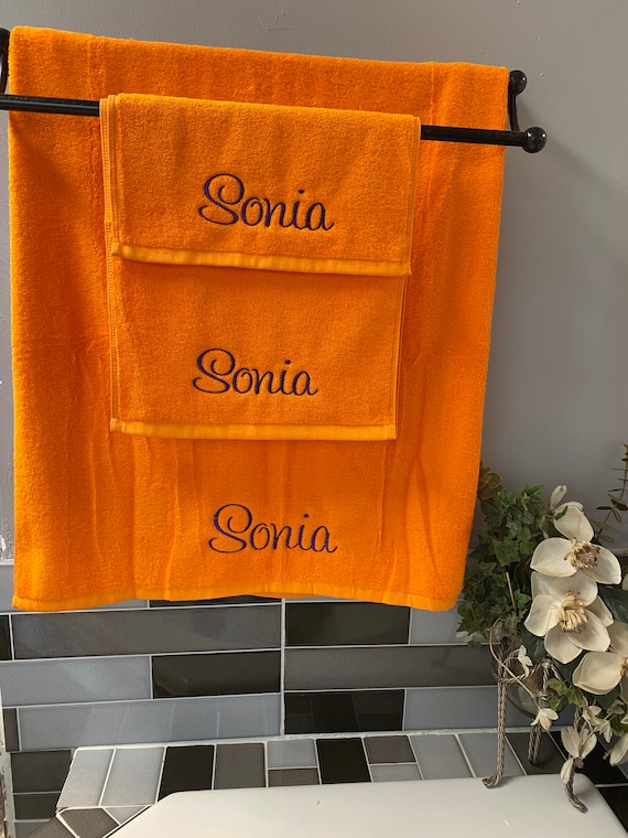 Orange Bath Towel Orange Bath Towel Set Cotton Bath Towels Orange Towel Orange Towel Sets Monogrammed Towels Towel Set for Kids Etsy Ireland