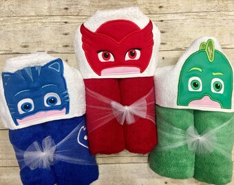 Bedtime Heros Hooded Towel/ Bedtime Heros Costume/ Bedtime Heros Cape/ Owl Hooded Towel/ Beach Towel/ Pool Towel/ Free Personalization