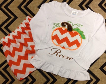 Girls Pumpkin Shirt/ Girls Thanksgiving Shirt/ Pumpkin Patch Shirt/ Thanksgiving Outfit Baby Girl/ Monogrammed/ Personalized/ FAST SHIPPING