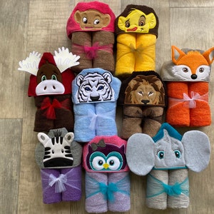 Animal Hooded Towel/ Animal Baby Shower Gift/ Animal Birthday Party/ Animal Birthday Party Gifts/ Animal New Baby Gift/ Animal Nursery Decor