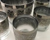 Smoky Grey Grape Leaf Drink Ware Barware Rock Glasses Low Ball Whiskey Glasses Glassware and Ice Bucket Cocktail Bar Set