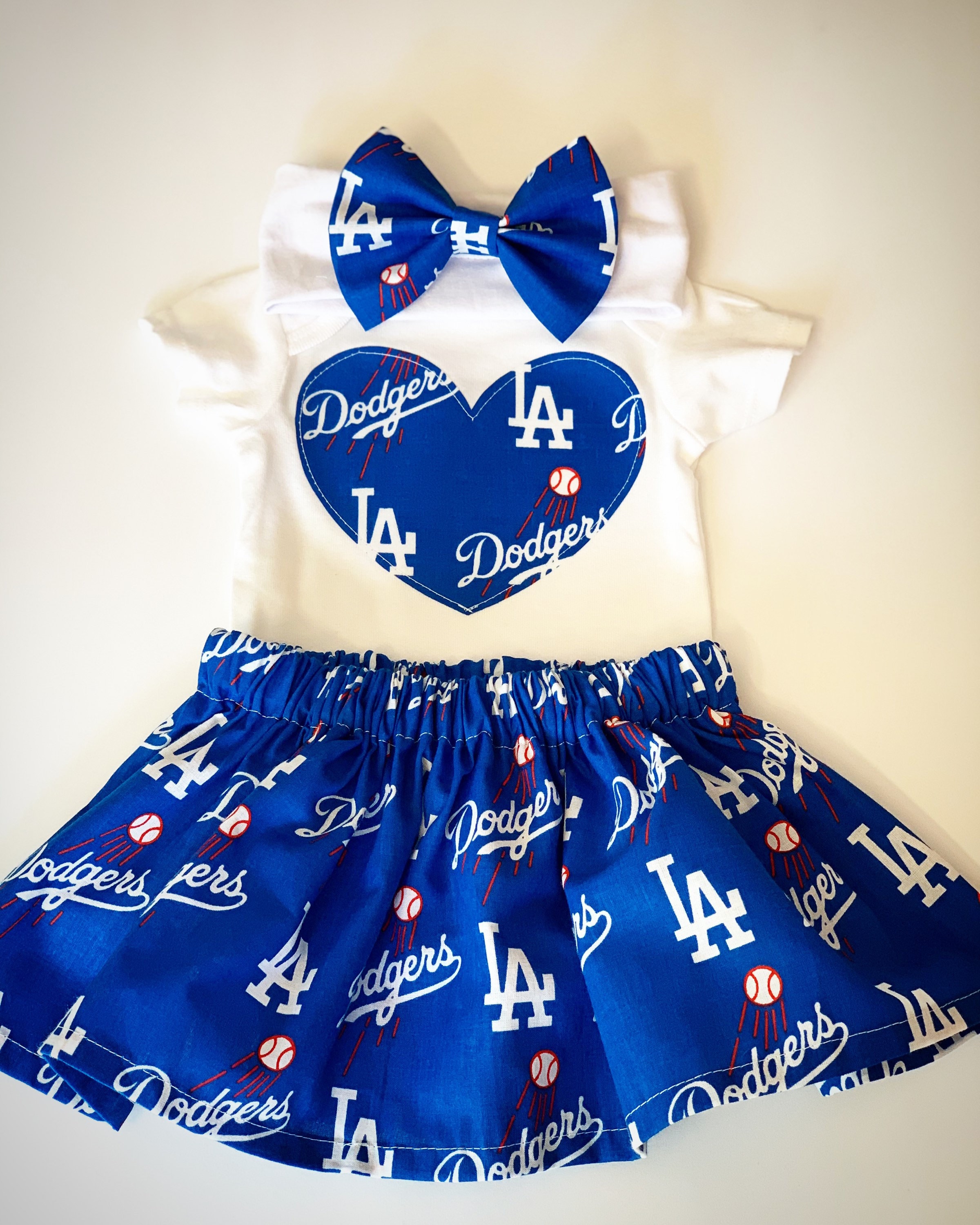 Dodgers White Fan Dress - Girls