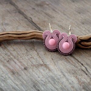 Light pink soutache earrings, soft pink earrings , blush pink jewelry