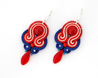 Red blue white earrings, patriotic jewelry, American flag earrings, US flag earrings, 4th of July earrings, Independence day jewelry