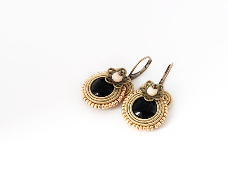 Hazel Soutache Earrings Black Soutache Earrings Drop Brown - Etsy