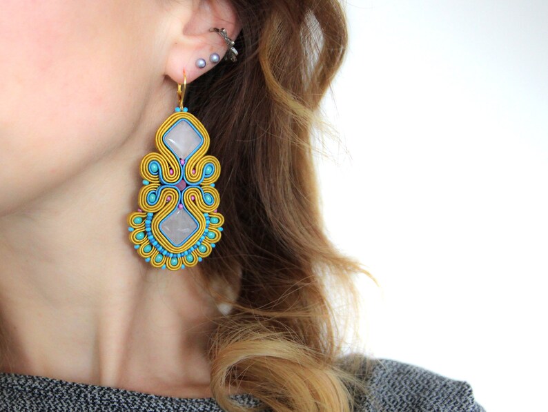 Mustard Earrings Honey Gold Yellow Stud Earrings Mustard Etsy