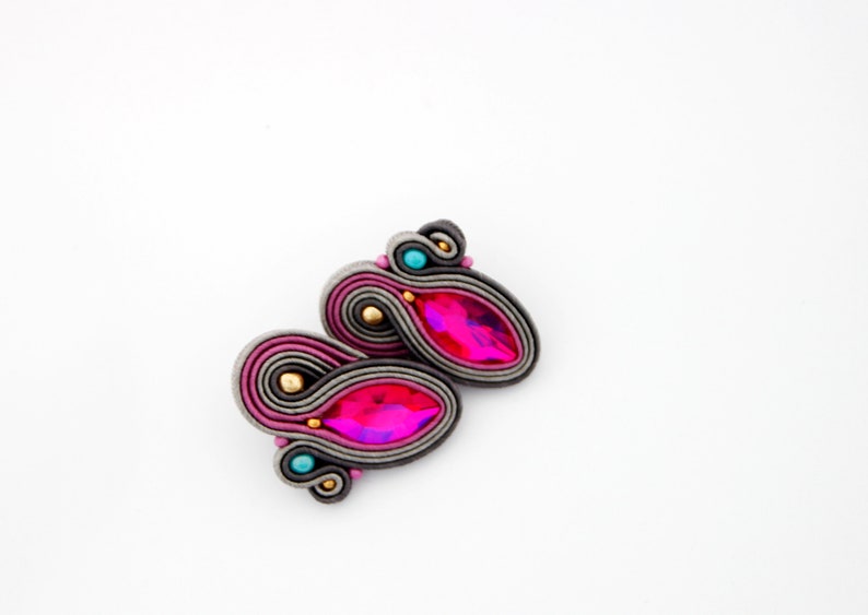 Graue und pinke Ohrstecker fuchsia ohrstecker hot pink | Etsy