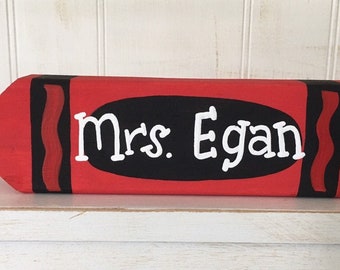 Teacher Personalized Crayon Desk Plate, Teacher Desk Name Plate, Teacher Desk Sign, Teacher Desk Decor, Personalized Teacher Gift