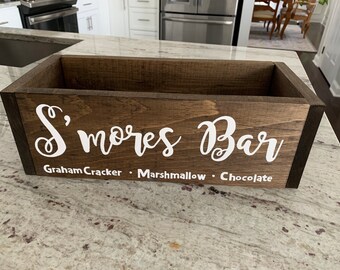 S'mores Bar Sign or S'mores Bar Mason Jar Box, Rustic S'mores Sign, Rustic S'mores Mason Jar Box (Mason Jars Not Included)
