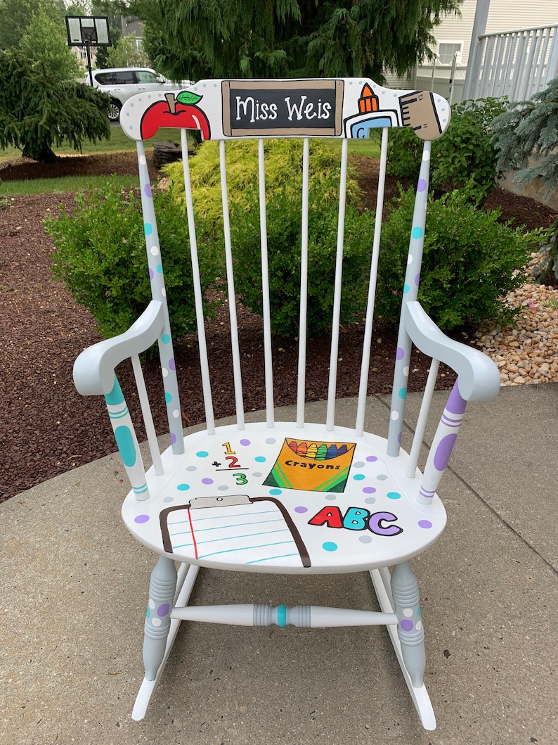 Teacher Rocking Chair Design, Custom Teacher Chair Design, Teacher Chair Design YOU SUPPLY CHAIR chair not included Convo b4 order image 4