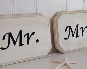 Mr and Mrs Wood Signs, Mr and Mr Wood Signs, Mrs and Mrs Wood Sign, Mr and Mrs Handpainted Wood Signs, Mr and Mrs Chair Hangers,Wedding Sign