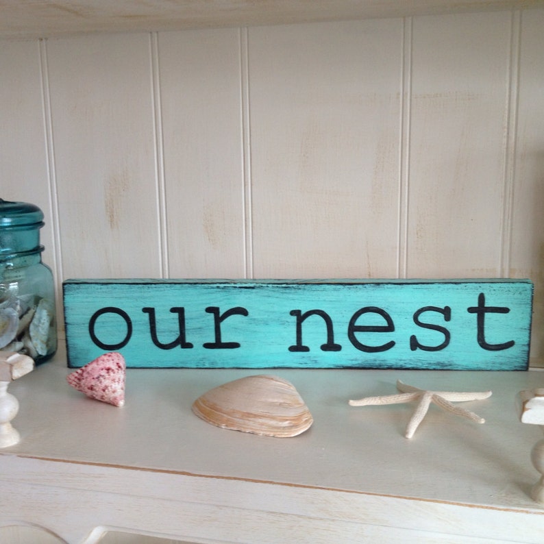 Our Nest Wood Sign, Our Nest Sign, Our Nest Handpainted Wood Sign image 1