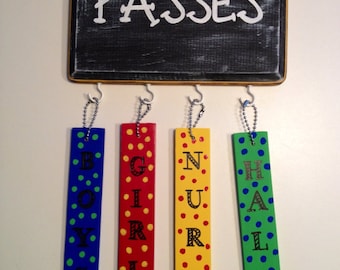 Teacher Hall Passes, Teacher Gift, Wooden Hand-Painted Hall Passes