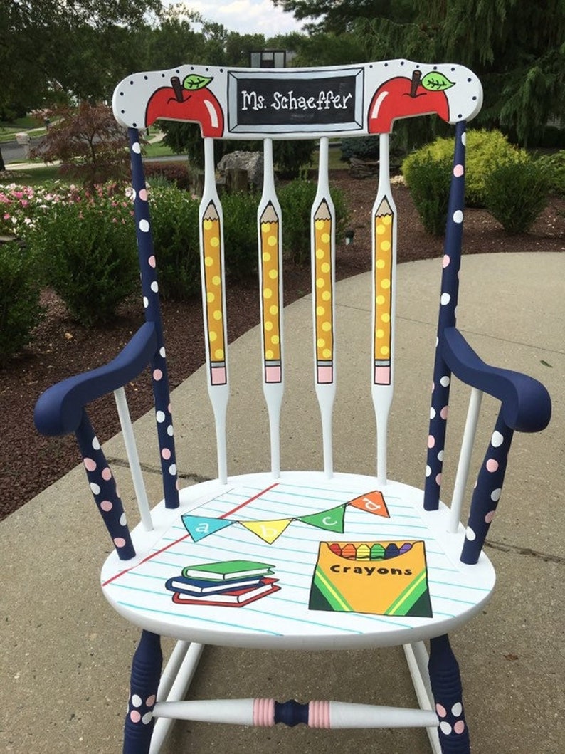 Teacher Rocking Chair Design, Custom Teacher Chair Design, Teacher Chair Design YOU SUPPLY CHAIR chair not included Convo b4 order image 2