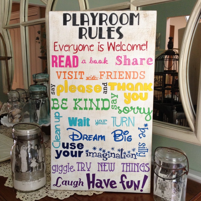 Playroom Rules Sign Typography Style Playroom Rules Sign Etsy