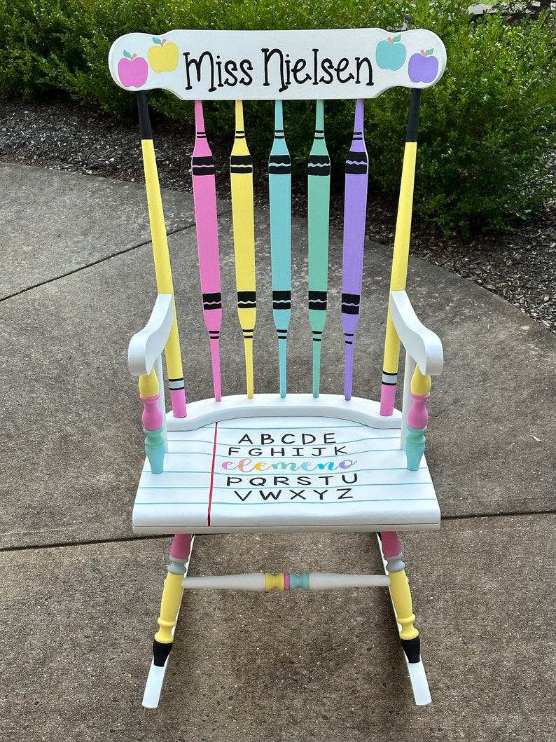 Teacher Rocking Chair Design, Custom Teacher Chair Design, Teacher Chair Design YOU SUPPLY CHAIR chair not included Convo b4 order image 1