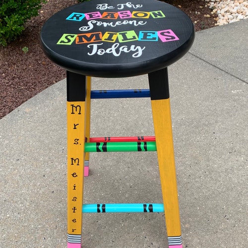 Custom Painted Teacher Stool Etsy