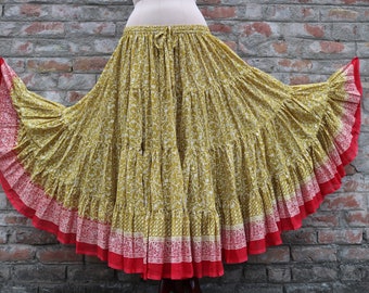 Falda de danza del vientre Johdha mharani 25 yardas faldas brillantes premium Jaipuri hermosa falda de 25 yardas para danza del vientre