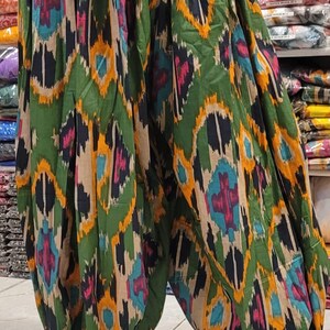 Pantalones harem de danza del vientre ikat verde oliva para fusión tribal, cabaret/danza del vientre.