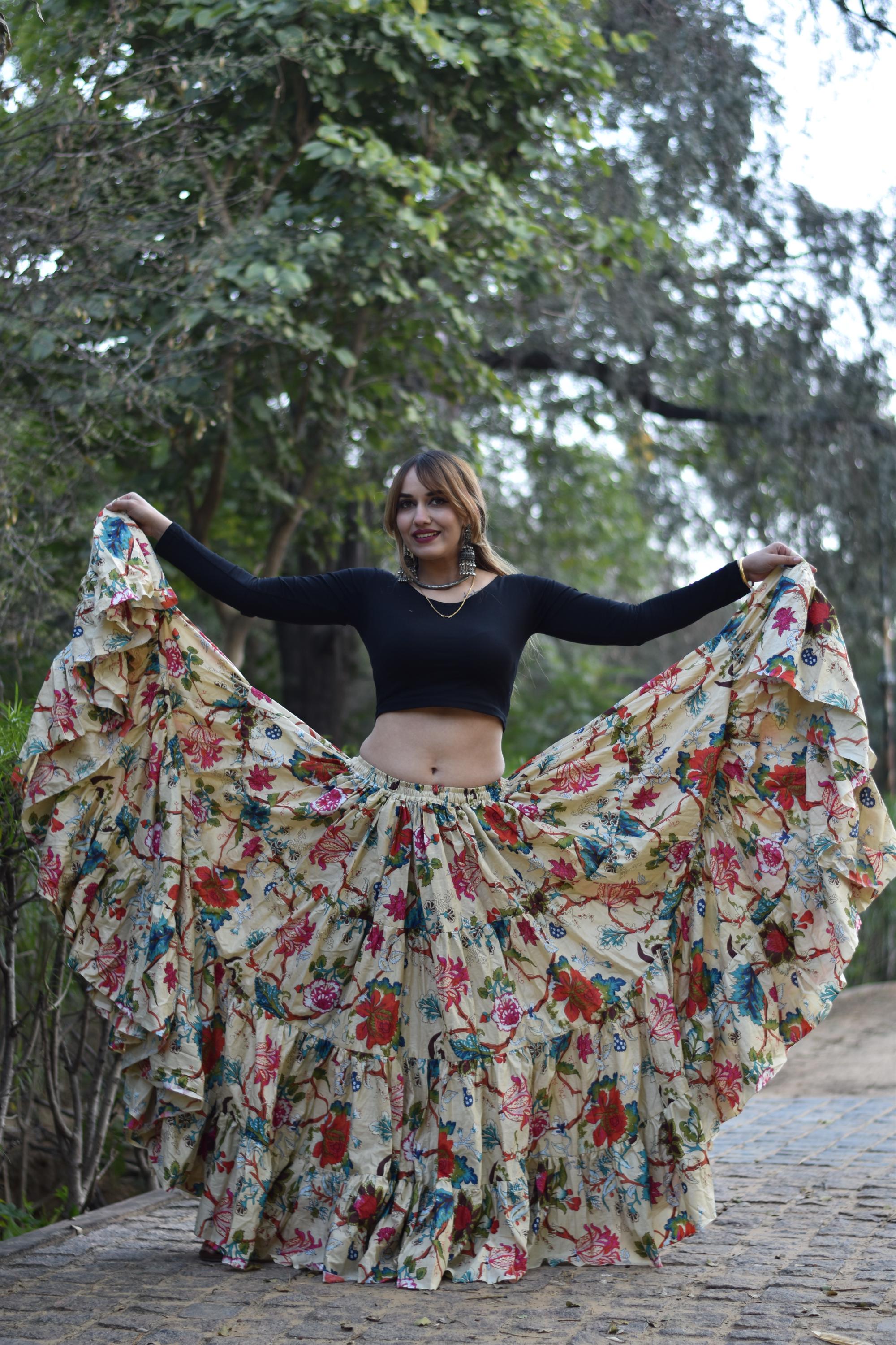 Jupe Longue Vintage 90's Dorée Et Noire - Style Wrap Bohème Hippie - Taille 12
