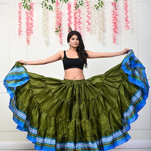 Linen Cotton 25 Yard Skirt: Jaipur Saree Belly Dance Skirt