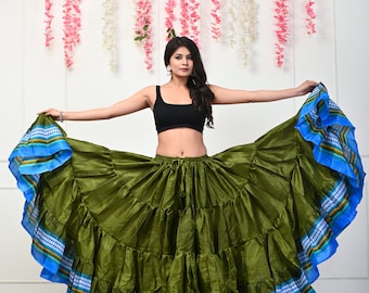 Linen Cotton 25 Yard Skirt: Jaipur Saree Belly Dance Skirt