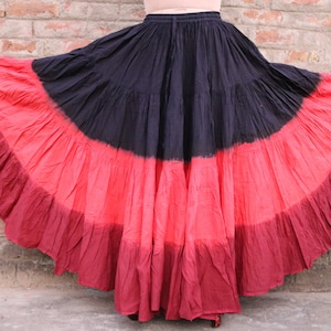 Dip Dye Belly Dance Skirt, 25 Yard Cotton 4-Tier Jaipur Skirt