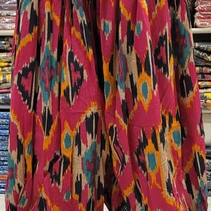 Pantalones harem de danza del vientre ikat rosa fucsia para fusión tribal, cabaret/danza del vientre.