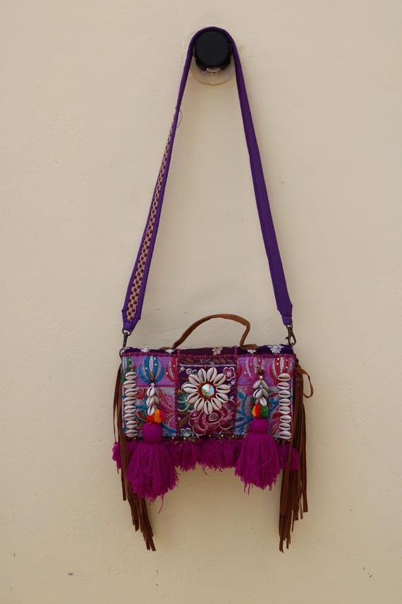 Embroidered Floral Banjara Bag: Vintage Ethnic Fringed Crossbody“boho skirt”