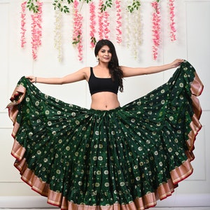 Silk skirt/silk border skirt/tribal skirts /belly dance skirt / Padma  skirts/Gypsy skirt/Jaipur skirt/Dance skirt
