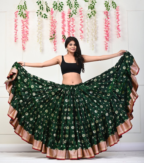 Satin Belly Dance Skirt - Tribal Gypsy Style, Elastic Waist“boho