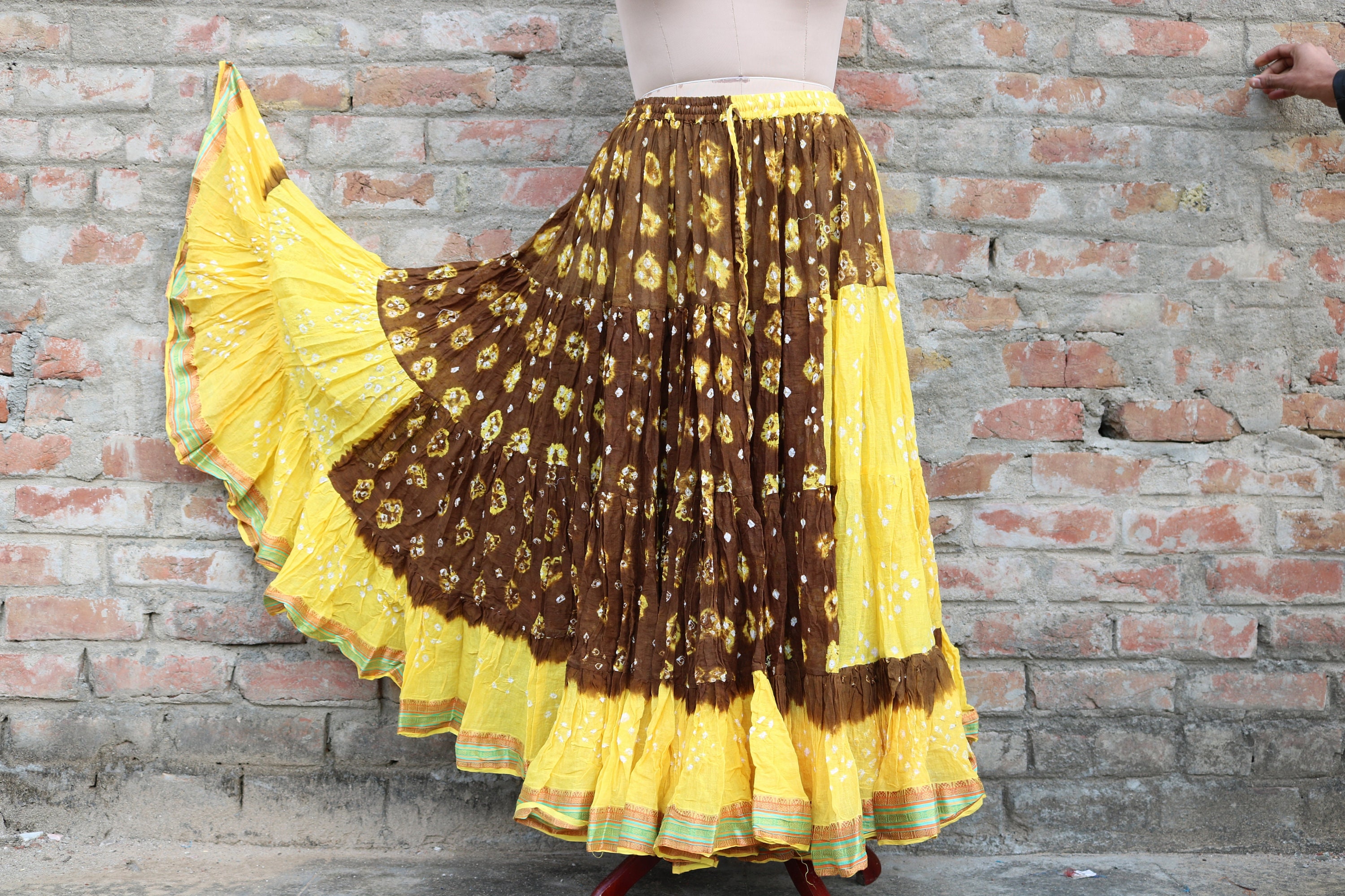 Buy Alluring WSSKIRT03 Pritta Yellow Bandhani Skirt Online  Kessa