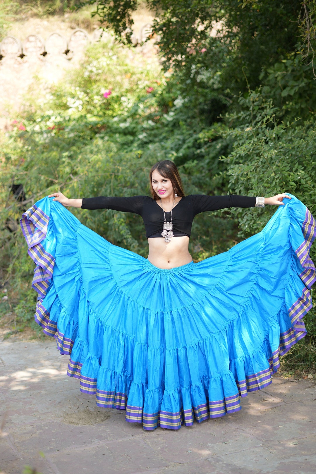 Turquoise Padma Belly Dance Skirts/jaipur Skirts/dance Skirts/25 Yard
