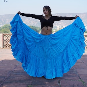 Turquoise Cotton 25-Yard Belly Dance Skirt