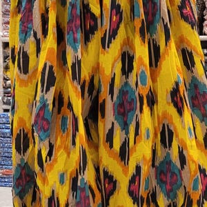 Pantalones harem de danza del vientre ikat amarillo azafrán para fusión tribal, pantalones de cabaret/danza del vientre.