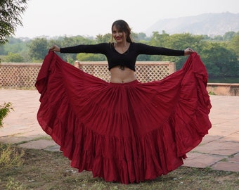 Maroon Cotton 25-Yard Belly Dance Skirt“boho skirt”
