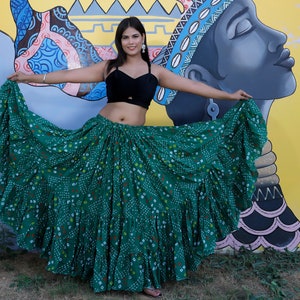 Green color Belly dance jaipur skirt , Jaipur Skirt , cotton skirts 25 yard and 32 yard