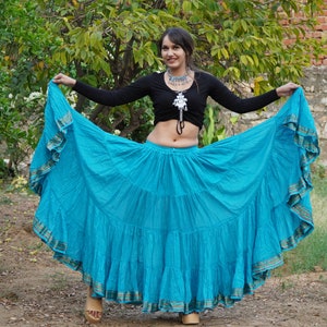 Aqua Blue 25 Yard Belly Dance Skirt: Tribal Padma Style