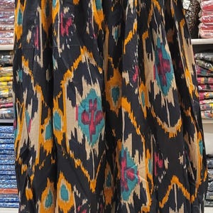 Pantalones harem de danza del vientre ikat negros para fusión tribal, cabaret/danza del vientre.