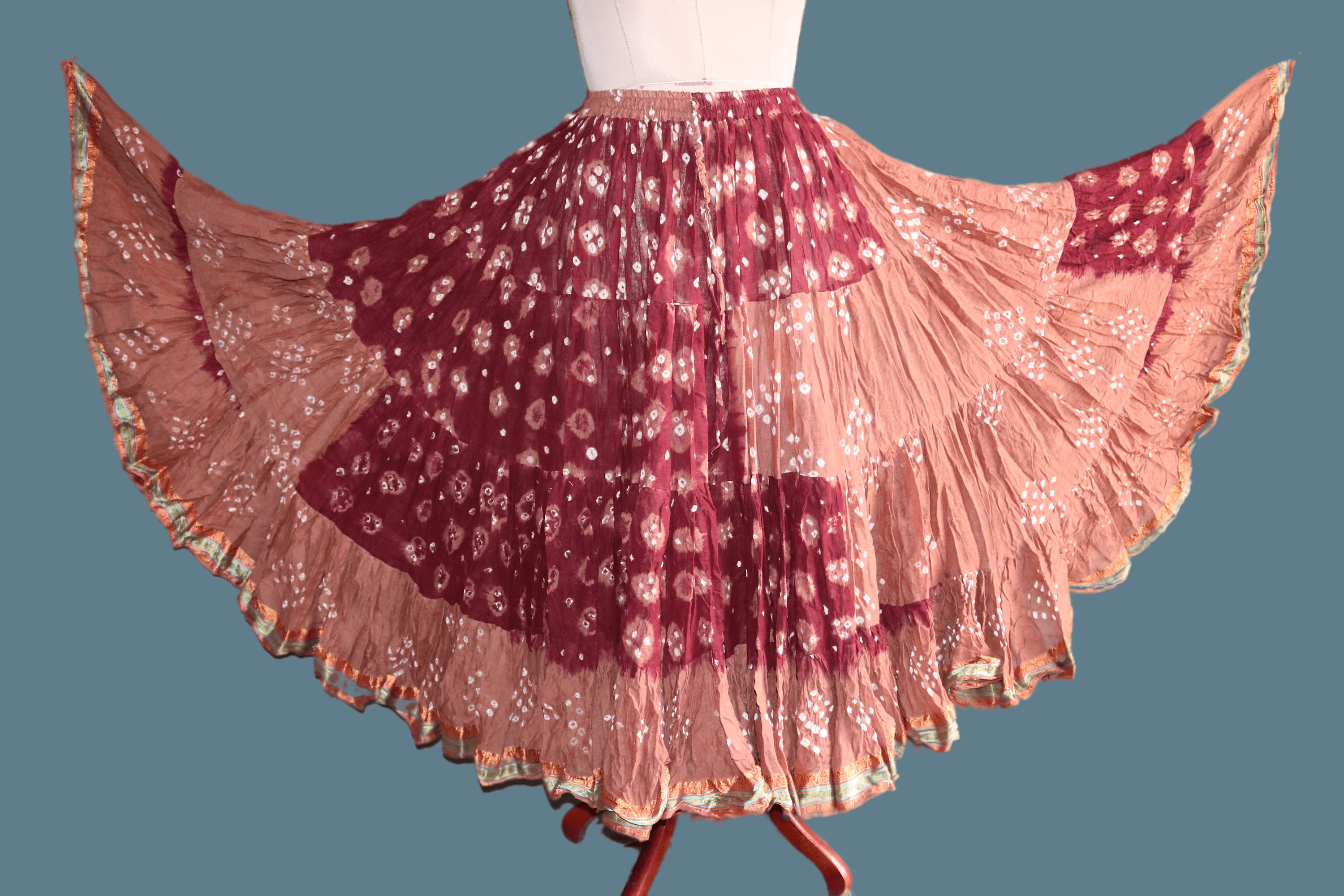 Maroon Bandhani Silk Skirt Set Design by Payal Singhal at Pernia's Pop Up  Shop 2024