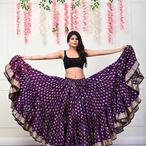 Satin Belly Dance Skirt - Tribal Gypsy Style, Elastic Waist“boho