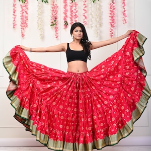 Silk skirt/silk border skirt/tribal skirts /belly dance skirt / Padma  skirts/Gypsy skirt/Jaipur skirt/Dance skirt