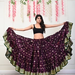 Silk skirt/silk border skirt/tribal skirts /belly dance skirt / Padma  skirts/Gypsy skirt/Jaipur skirt/Dance skirt