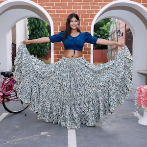 Block Printed Cotton Belly Dance Skirt - Jaipur Indian Skirt
