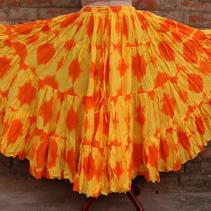 Dip Dye 25 Yard Belly Dance Skirt: 100% Cotton 4-Tier Jaipur Skirt