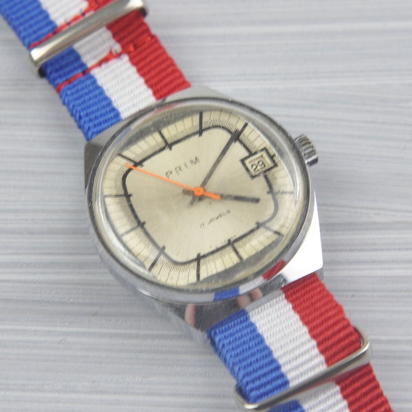 Czechoslovakia Prim Watch, Mechanical Watch, Winding Watch, Vintage Watch, Vintage watches Men, Watches for Men, Mens watch,Nylon Watch Band