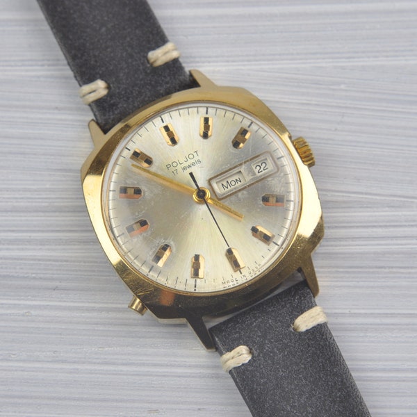 Soviet Watch, Mens Watch, Poljot Watch, Soviet Era Poljot Watch, Mechanical Watch, Winding Watch, Poljot, Wrist Watch Men, Day Date Watch