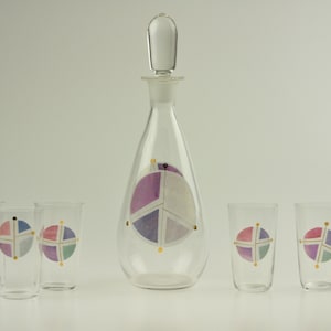 Mid Century Glassware, Mid Century Glass Decanter, Bohemian Glass, Decanter Set, Czech Decanter, Retro Glassware, Vintage Drinkware